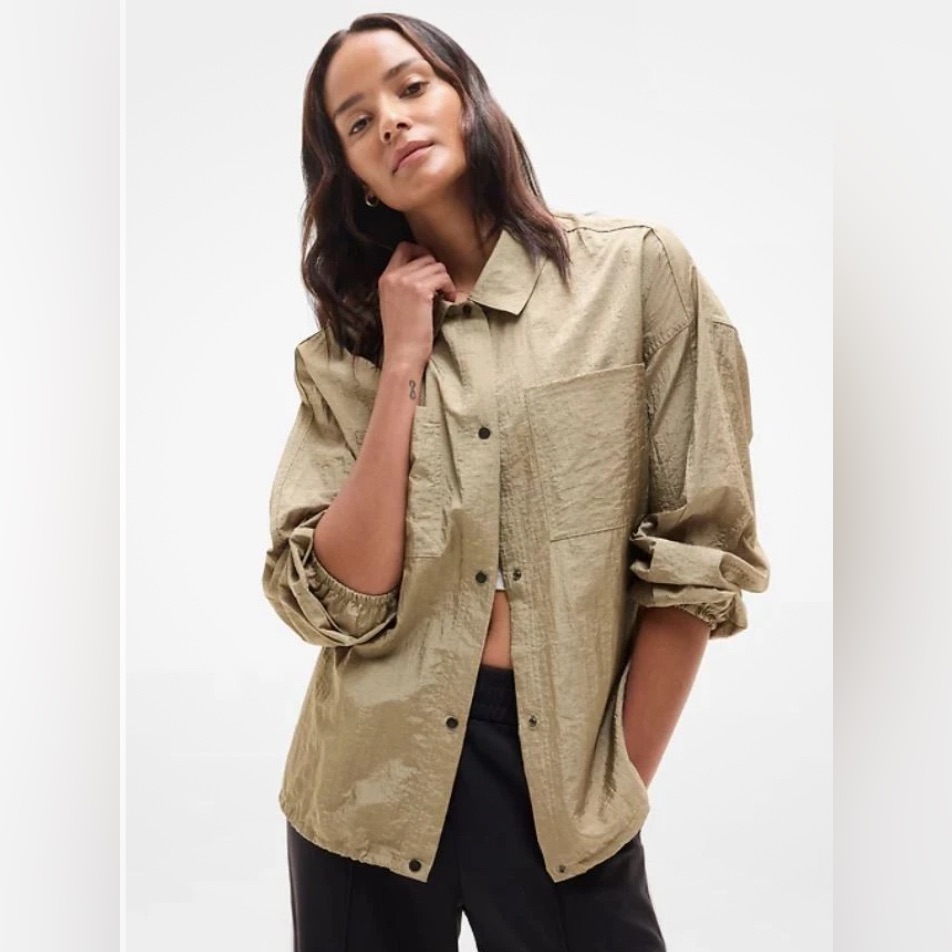 Atheta Size S Lunar Sheen Shirt Jacket Women Snap Front Lightweight Pockets